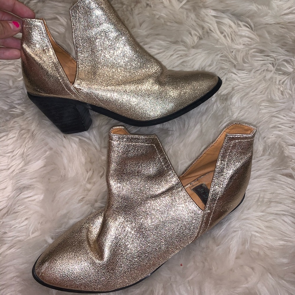 gold sparkly ankle boots